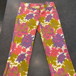 J Crew Floral Cropped Ankle Pants - City Fit - Size 4